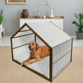 thumbnail image 2 of Leaves Pet House, Hand Drawn Style Simple Minimalist Floral Pattern Rustic Country Life Inspiration, Outdoor & Indoor Portable Dog Kennel with Pillow and Cover, 5 Sizes, Black White, by Ambesonne, 2 of 4