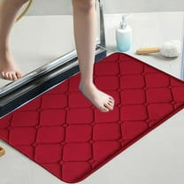 Soft Velvet Bath Mat | Absorbent Non-Slip Foam Bathroom Rug | Machine Washable & Quick Dry | 40X60Cm Red Floor Mat for Bathroom, Kitchen & Bedroom