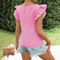 thumbnail image 4 of Tops for Women Women's T Shirts Women's Plaid Ruffled Short Sleeved Square Neck Pullover Fashionable Top Pink L, 4 of 7