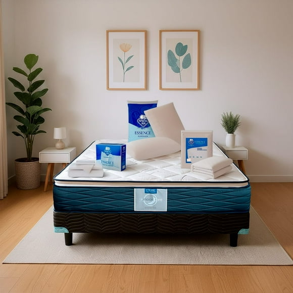 Colchón Queen Size + Box + Protector + Almohadas + Sábanas Restonic Maverick