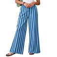 thumbnail image 3 of Abtuhar Women Pants Print Contrast Stripe Straight Leg Full Length Elastic Waist Side Pockets Fashion Bottoms, 3 of 5