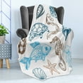thumbnail image 4 of Hipster Soft Flannel Fleece Throw Blanket, Underwater Marine Life Aquatic Fish Shell Jellyfish Oyster Squid Seahorse, Cozy Plush for Indoor and Outdoor Use, 70" x 90", Dark Blue Cocoa, by Ambesonne, 4 of 5