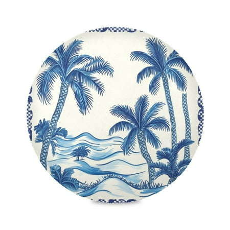 

Round Plate Mat 15.4x15.4 Inchesx1 Placemat Table Mat Kitchen Mat Coffee Mat Fabric Thick Strong Wear-Resistant Heat Resistance Blue Tree by The Sea