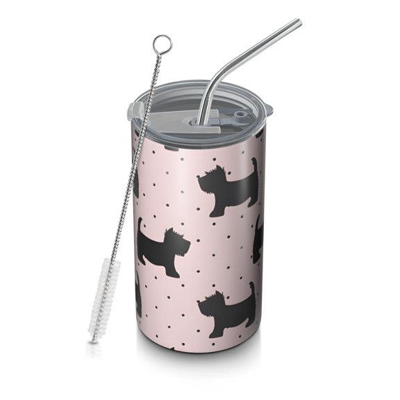 20oz Coffee Tumblers Scottish Terrier Stainless Steel Vacuum Insulated Travel Tumbler Coffee Cups Mug with Lid and Straw with Cleaning Brush for Cold & Hot Drinks