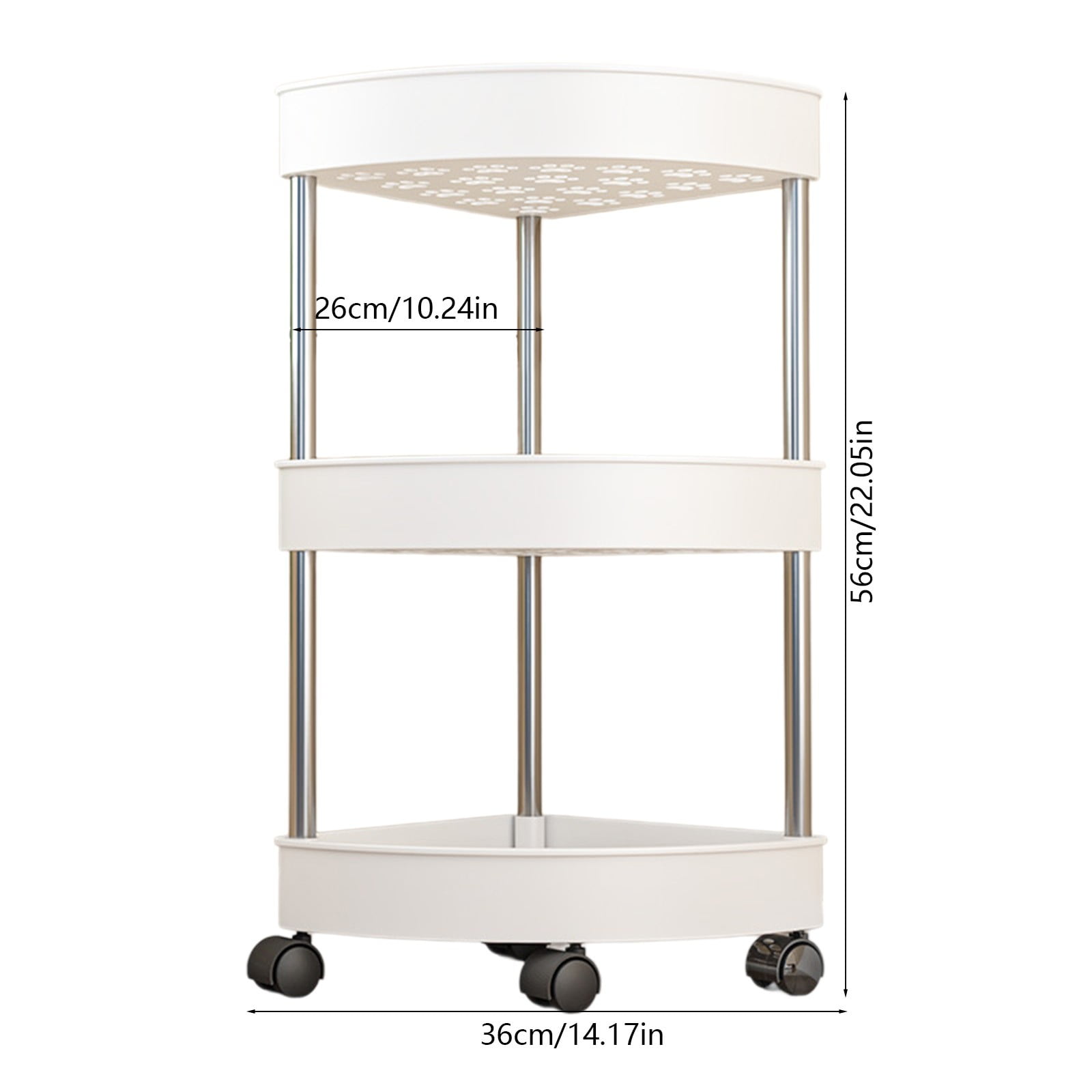 Bathroom Shelf Organizer Bathroom Corner Shelf Organizer with Rolling Wheels, 4 Tier Corner Storage Shelf with Drainage Holes for Shower, Detachable Rolling Cart for Bathroom Organization