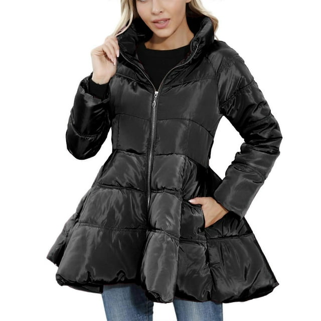 Women's Winter Coats Casual Loose Puffer Jackets Long Sleeve Zip Stand Collar Baggy Long Warm Down Jackets Outerwear Purple XXL