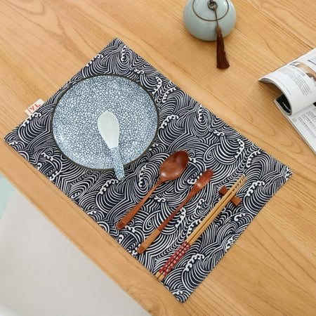 

Japanese Style Waterproof Cotton And Linen Table Mat Japanese Pattern Place Mat Household Plate Mat Water Coaster Waterproof And Non-slip Foldable