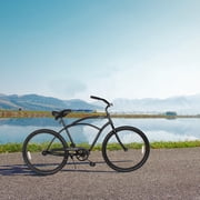 Tracer Beach Cruiser Bikes for Men, 26 Wheels, Single Speed, Coaster Brake, Hi-ten Steel Frame,Black,Moon-Type Handlebar