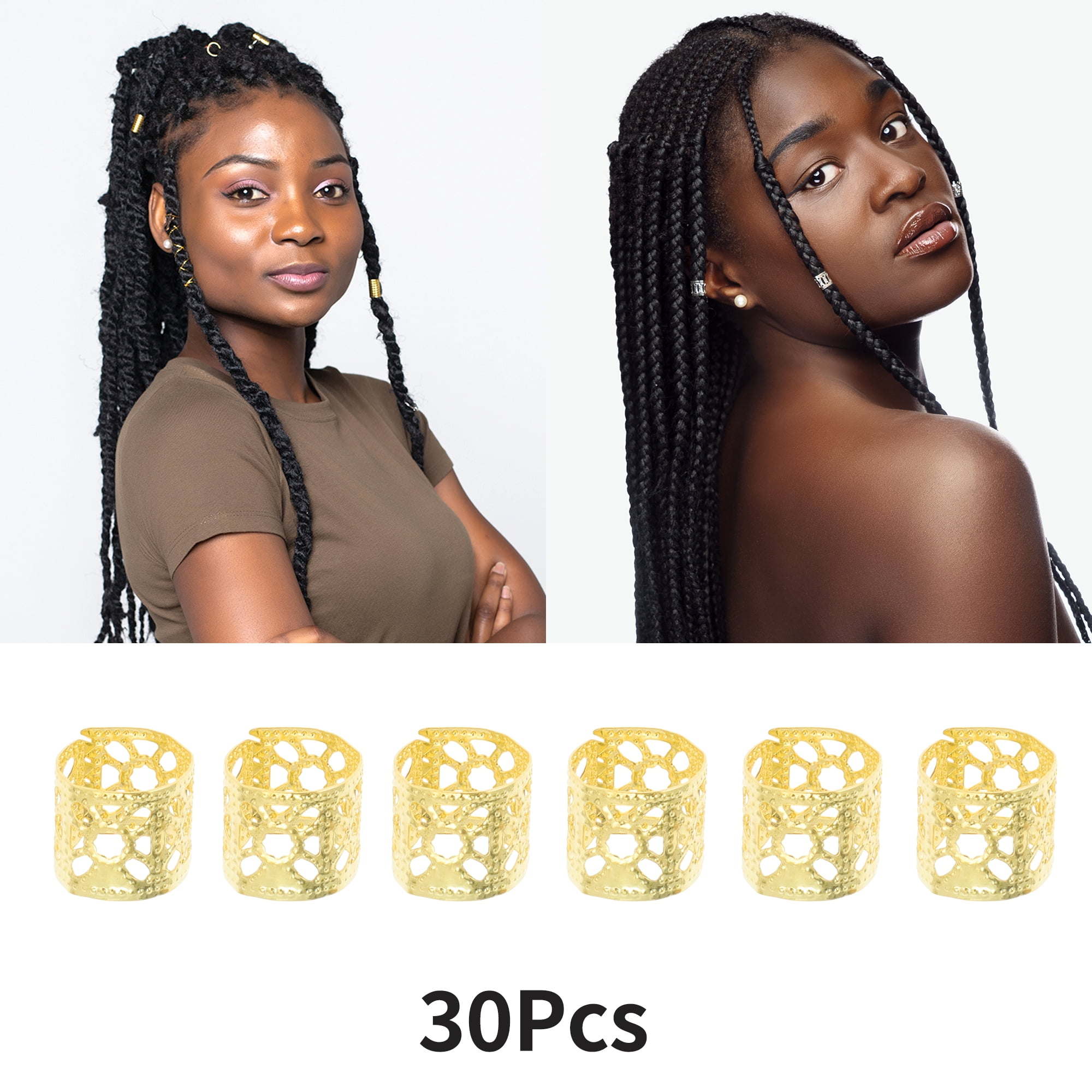 Unique Bargains Hollow Hair Cuffs Dreadlock 30 Pcs Gold Tone