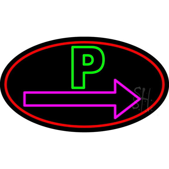 P And Arrow Oval With Red Border LED Neon Sign 20 x 37 - inches, Clear Edge Cut Acrylic Backing, with Dimmer - Bright and Premium built indoor LED Neon Sign for Bar decor.