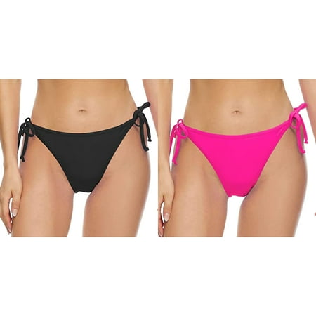 (2-Pack) 2025 New Women Vintage Print Low Plus Size Swim Bottoms for Women Waist Brazilian Bikini Bottom Swimwear Briefs Beachwear Brazilian Bikini Bottom Side Tie Toddler Swim Bottoms Thong