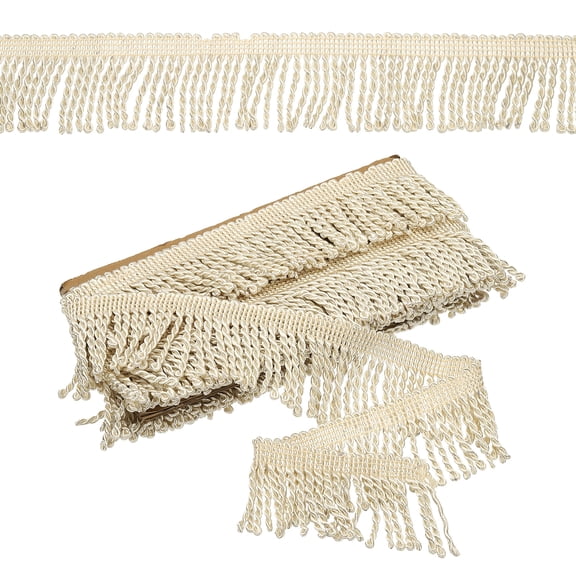 Beige Fringe Trim, 5 Yards x 65mm Fringe Trim Curtain Tassel Fringe Trim Fabric Trims Sewing for Curtain Sofa Clothes DIY Decoration