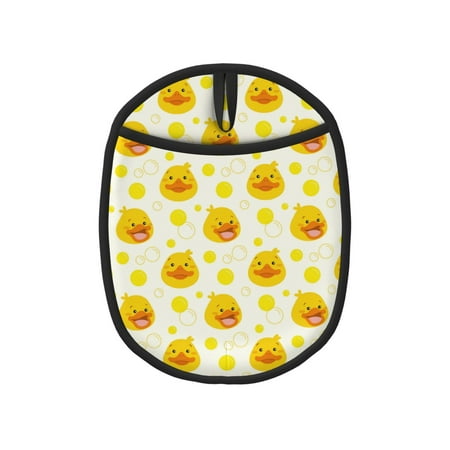 

Lukts Ducky Cartoon Print Silicone Pot Mat Mitten With Hanging Loop Heat Resistant Oven Mitts Non-Slip Bbq Baking Smoking Potholders