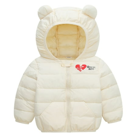 

Fsqjgq Kids Tan Windbreaker Toddler Kids Baby Boys Girls Winter Windproof Warm Love Print Coats Bear Ears Hooded Padded Jacket Outwear Boys Dress Coat Size 6 Cotton Blend Beige 80