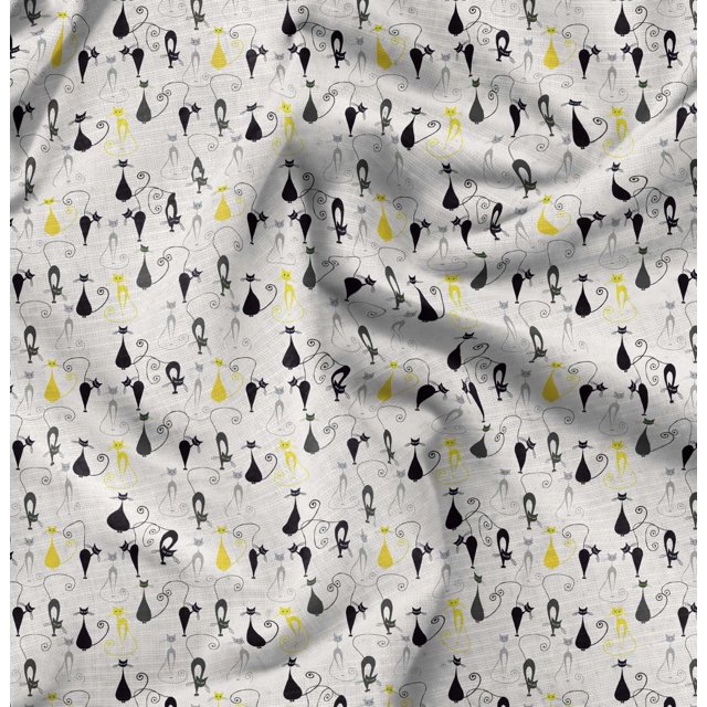 Soimoi Rayon Fabric Cat Animal Decor Fabric Printed Yard 42 Inch Wide