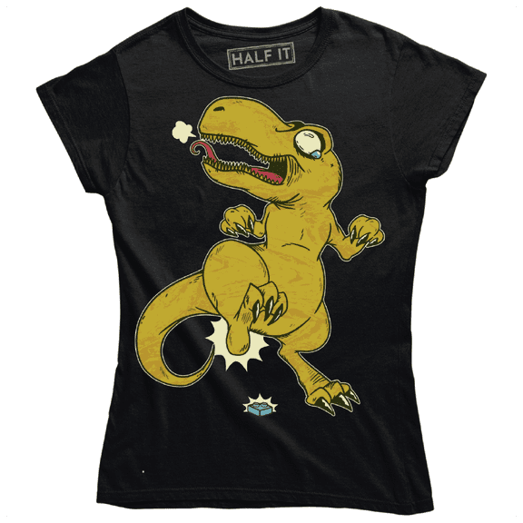 Funny Dinosaur T-rex In Pain By Stomping On A Rock Women's T-Shirt