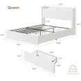 thumbnail image 3 of Boucle Upholstered Bed Frame Full Size/Queen Size,Bed Frame with LED Light Headboard,Charging Station and 4 Storage Drawers,No Box Spring Needed,Wood Slats, 3 of 8
