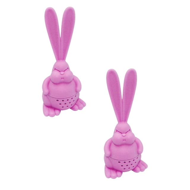 Oleegame 2PC Sink Drain Filter Cover Tea Set Rabbit Tea Maker Rabbit Tea Filter Silicone Rabbit Tea Leakage Tea Bag Angry Rabbit Toothpick Box Pink