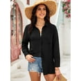 thumbnail image 5 of Siliteelon Women's Black Double-Layer Ruffled Casual Shirt - Exude a Cool and Effortless Vibe, Embrace Modern Street Style, 5 of 6