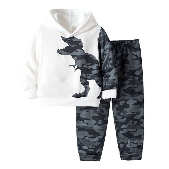 OJSFQUFP Toddler Boy Clothes Baby Dinosaur Pullover Sweatshirt Pocket Jeans Pants Fall Winter Outfits Set