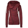 thumbnail image 1 of Meichang Sweat à Capuche en Polaire pour Femmes 2023 Tendance avec Fermeture Éclair Latérale, Col à Revers Amincissant, Décontracté, Uni, Automne, avec Poches, 1 of 8