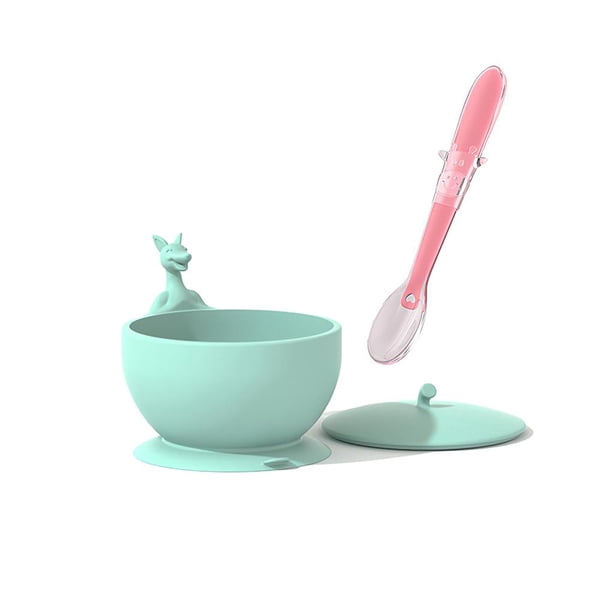Tazón De Canguro Anticaída Para Niños, Juego De Vajilla De Dibujos Animados, Plato De Cena Para Niños, Tazón De Entrenamiento Para Bebés, Platos De Alimentación Sólidos A Prueba De Derrames Eigraketly BA000706-01