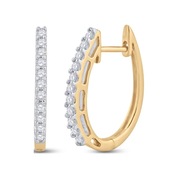 14kt Yellow Gold Womens Round Diamond Hoop Earrings 1/4 Cttw