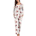 thumbnail image 2 of Tnhcen Soft Flattering Home Clothes Women’s Fashion Print Nightgown Set Long Sleeve Round Neck Pajamas with Pockets S-2XL, 2 of 5