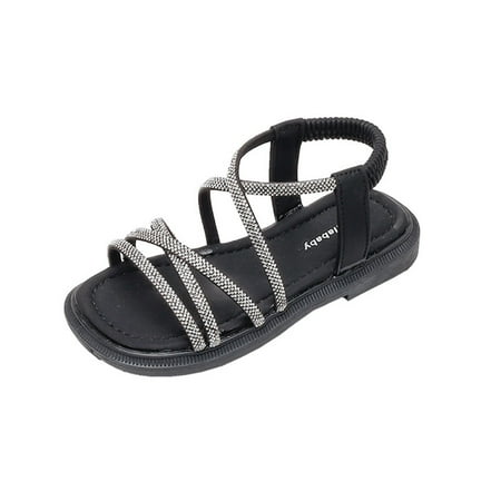 

Children Girls Sandals Comfortable Lovely Open Toe Mesh Rhinestones Design Fashion Summer Flat Shoes Adjustable Cozy Durable Walking Wear