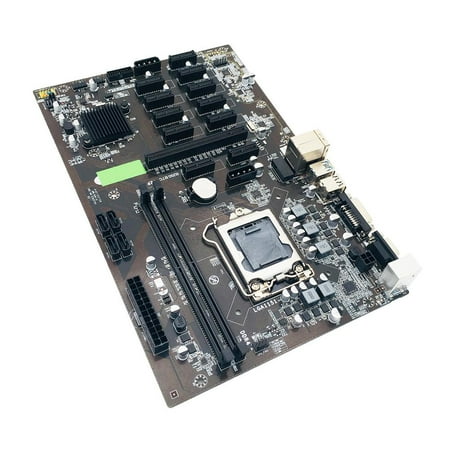 Younar B250BTC Computer Motherboard 12P for Mining Machine, DDR4 DIMM VGA/DVI Interface...