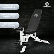 Marcy Foldable and Adjustable Weight Bench with Leg Extension, White/Black