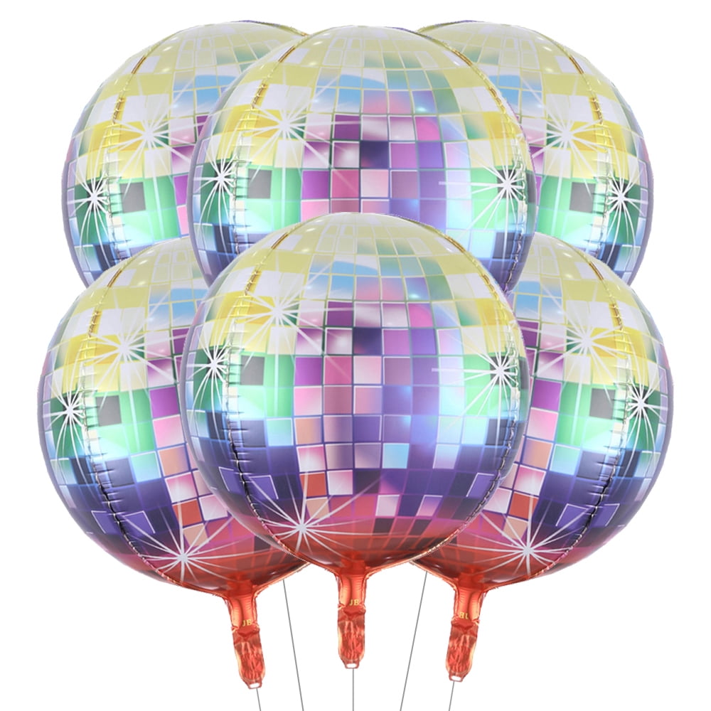 6Pack Gold Disco Ball Balloons Disco Golden Balloon Balls Decor 70s Party  Decorations 22 Inch Mirror Metallic Large 4D Foil Helium Orbz Ballons for  Music Dance Party Theme 