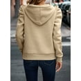 thumbnail image 3 of Women's Casual Puff Long Sleeve Hoodie Lightweight Pullover Tops Padded Shoulder Solid Loose Sweatshirt Fall Outfits, 3 of 5
