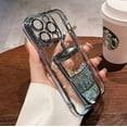 thumbnail image 6 of Chrome Case for Women/Girls, Glitter Quicksand Cup Plating Camera Protection Clear Case for iPhone Compatible with iPhone 15, Black, 6 of 7
