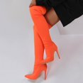 thumbnail image 3 of BONIXOOM Winter Boots For Women High Heel Rubber Slip-On Knee-High Winter Orange, 3 of 7