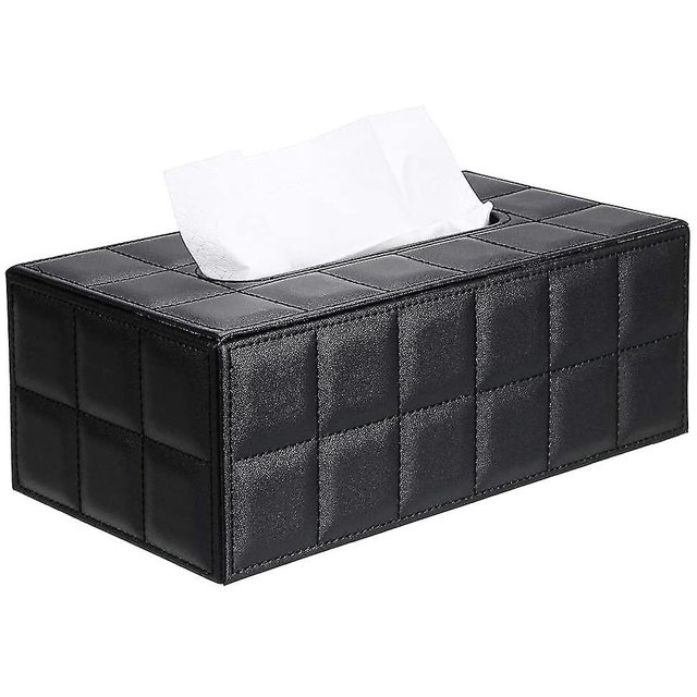 Funda para caja de soporte de papel de seda rectangular de cuero sintético para el hogar y la oficina