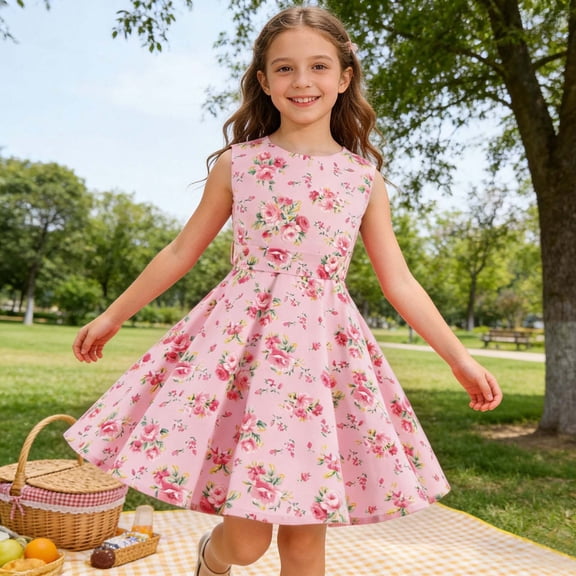 Girl Dresses Sleeveless Polka Dot Bow Back Elegant Occasion Dress Dress for Girls Light Blue 11-12 Years