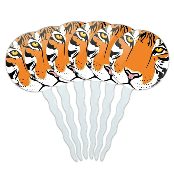 Tiger Face Safari Cupcake Picks Toppers - Set of 6