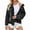 Black & Gray, variant on Women Oversized Denim Jacket Beading Jeans Coat