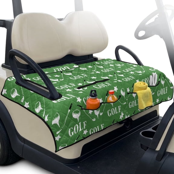 Psesaysky Golf Cart Seat Covers Golf&Stars Golf Cart Seat Blanket with 4 Pockets and Handle, Non-slip Universal Fit for EZGO, Yamaha, Club Car and Other 2-Seat Carts, 51"x 30.3"