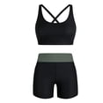 thumbnail image 5 of Hurxie 3 Piece Tankini Swimsuits for Women Swim Tank Top with Bra and High Waist Boy Shorts with Pockets Army Green,M, 5 of 6