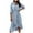 Light Blue, variant on Aoochasliy Fall Dresses for Women Clearance Spring and Autumn V-Neck Solid Color Long-Sleeved Temperament Lace-Up Waist Slim Fit Ruffles Skirt Dress