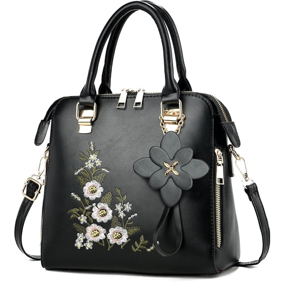 NCY Women Embroidered Satchel Top Handle Purses and Handbag Lightweight Totes Crossbody Shoulderbag for Lady