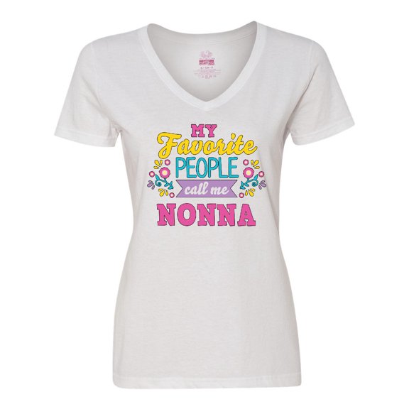 Inktastic My Favorite People Call Me Nonna with Flowers Women's V-Neck T-Shirt