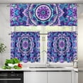 thumbnail image 3 of Mandala Kitchen Curtain and Valances Set for Windows Valance Curtain Panel Drape Treatment Short Valances Bathroom Decor Curtains 3 Piece Set, 3 of 6