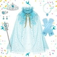 thumbnail image 2 of EHRWE Toddler Girl Clothes Girl's Party Set With Star Wand Glitter Headband Jewelry Cape For Birthday Dress Up Cloak One Size, 2 of 4