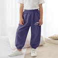 thumbnail image 5 of Rvasteizo Boys Girls Solid Pants Mid High Waist Cuffed Ankle Loose Breathable Kids Long Pants for 5-16 Years, 5 of 5