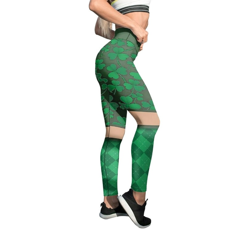 Irish Shamrock Leggings Four Leaf Clover Tights St Patrick's Day Outfit St  Paddy's Costume Saint Patrick's Day Women's Leggings 