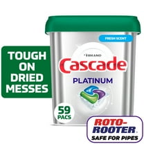Cascade Platinum Dishwasher Pods, Dishwasher Detergent Soap Tabs, Fresh, 59 Count