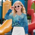 thumbnail image 3 of Xixirimido Blue Peacock Teen Shirts for Girls Trendy Crewneck Pullover Sweatshirts Soft Graphic Crop Tops Long Sleeve Kid Fall Clothes for 7-8 Years, 3 of 7